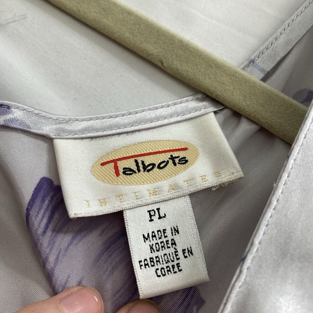 Vintage Talbot's White Purple Floral Satin Nightgown Size Petite L Dainty Demure - Picture 5 of 10